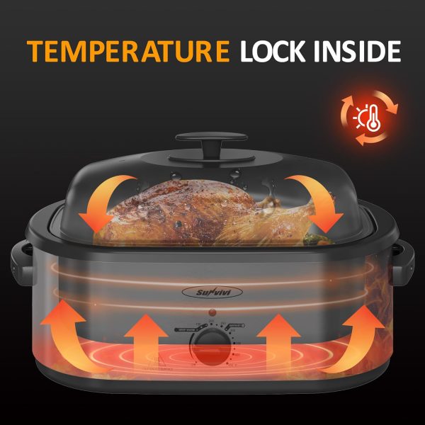 SUNVIVI Electric Roaster Oven Silver 24 QT Adjustable Rack-4