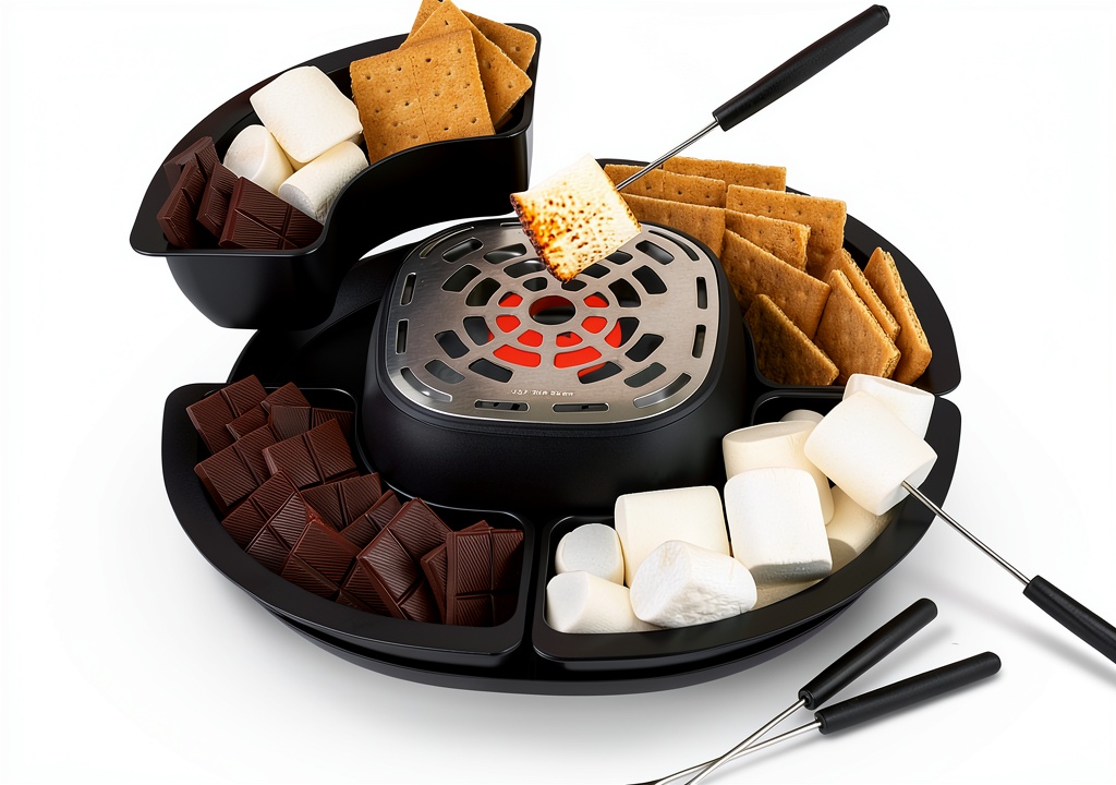 'Kusini Smores Maker with flameless heater and compartments on a table'