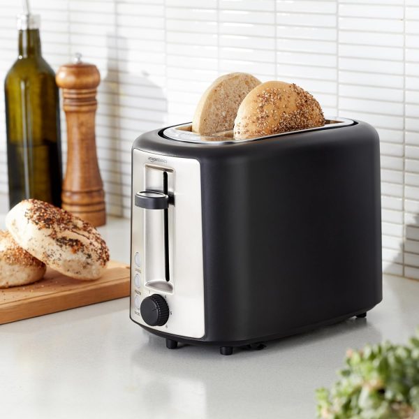Amazon Basics Toaster 2 Slice Silver Front 6 Shade Settings-5
