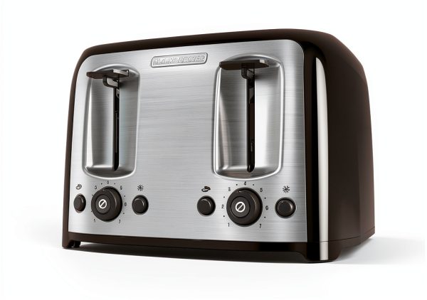 BLACK+DECKER 4-Slice Toaster Black Aluminum Bagel Function-0