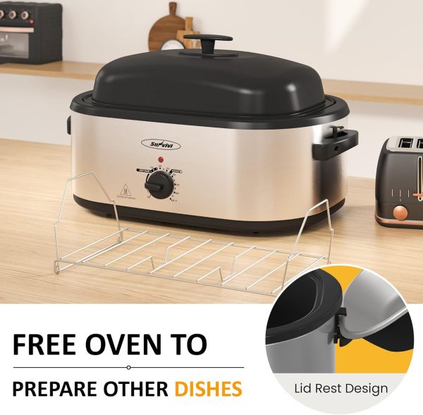 SUNVIVI Electric Roaster Oven Silver 24 QT Adjustable Rack-2