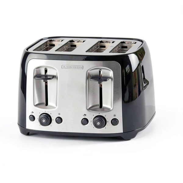 BLACK+DECKER 4-Slice Toaster Black Aluminum Bagel Function-5