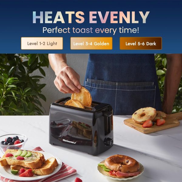 Elite Gourmet Toaster 2 Slice Black Cool Touch Exterior-1