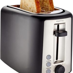 Amazon Basics Toaster 2 Slice Silver Front 6 Shade Settings-0