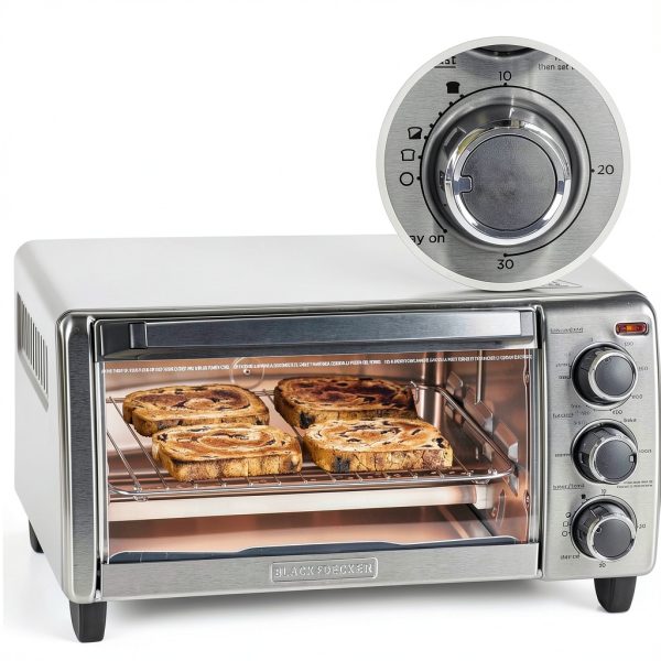 BLACK+DECKER Toaster Oven Stainless Steel Manual Control-4