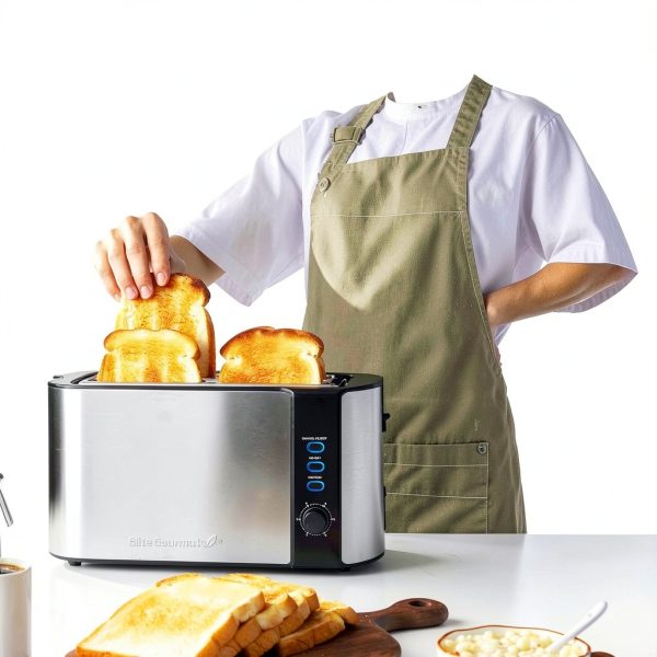 Elite Gourmet Toaster Matte Black 4 Slice Wide Slot-2