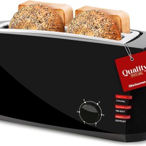 Elite Gourmet 4 Slice Toaster Black Programmable Long Slot-0