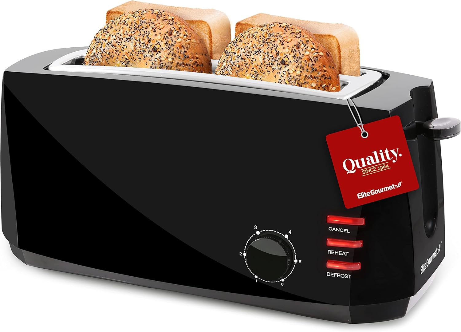 Elite Gourmet 4-slice toaster on a kitchen counter