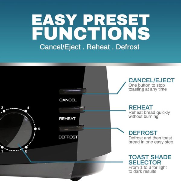Elite Gourmet 4 Slice Toaster Black Programmable Long Slot-4