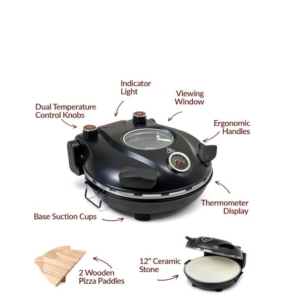 Piezano Electric Pizza Oven Stone Baked Countertop-4