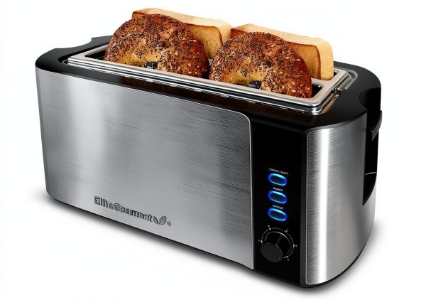 Elite Gourmet Toaster Matte Black 4 Slice Wide Slot-0